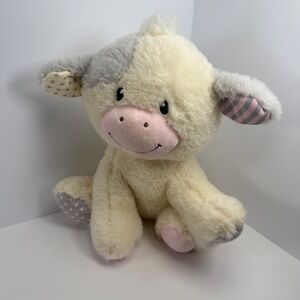 Walmart Eco Friendly Cow Plush Stuffed Animal Cream Grey Pink 10 inch